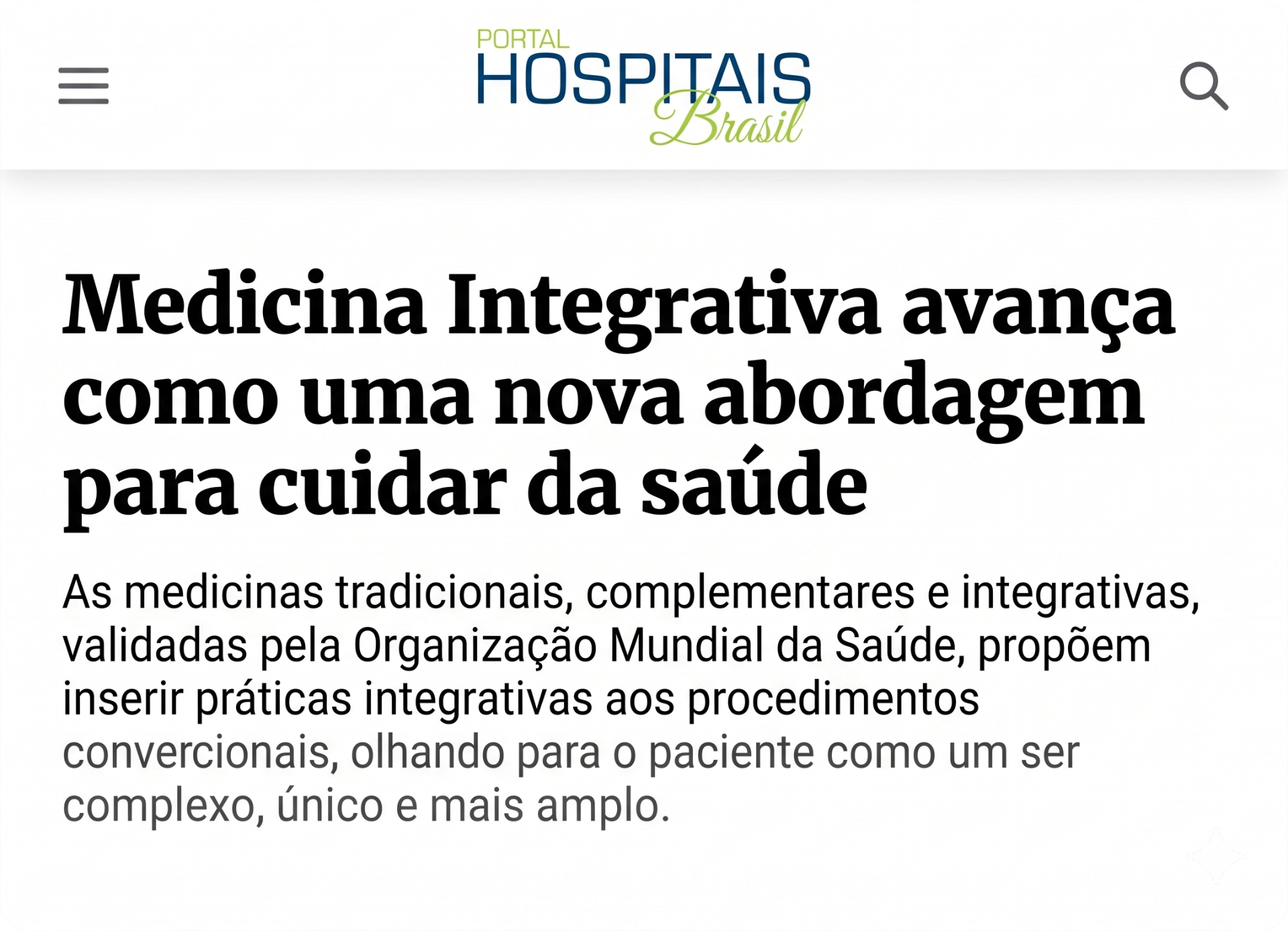 Medicina Integrativa avança