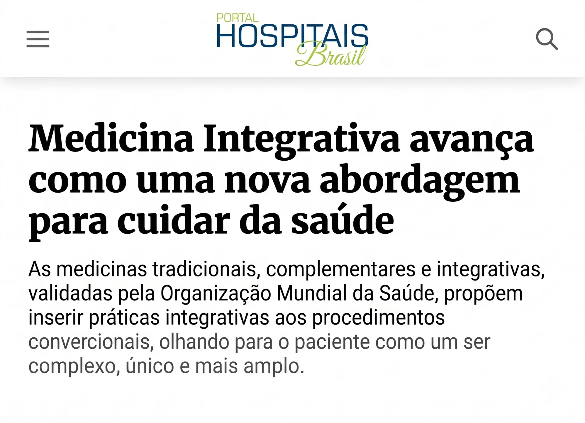 Medicina Integrativa avança